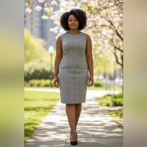 Calvin Klein Black and White Houndstooth Sleeveless Dress Size 6